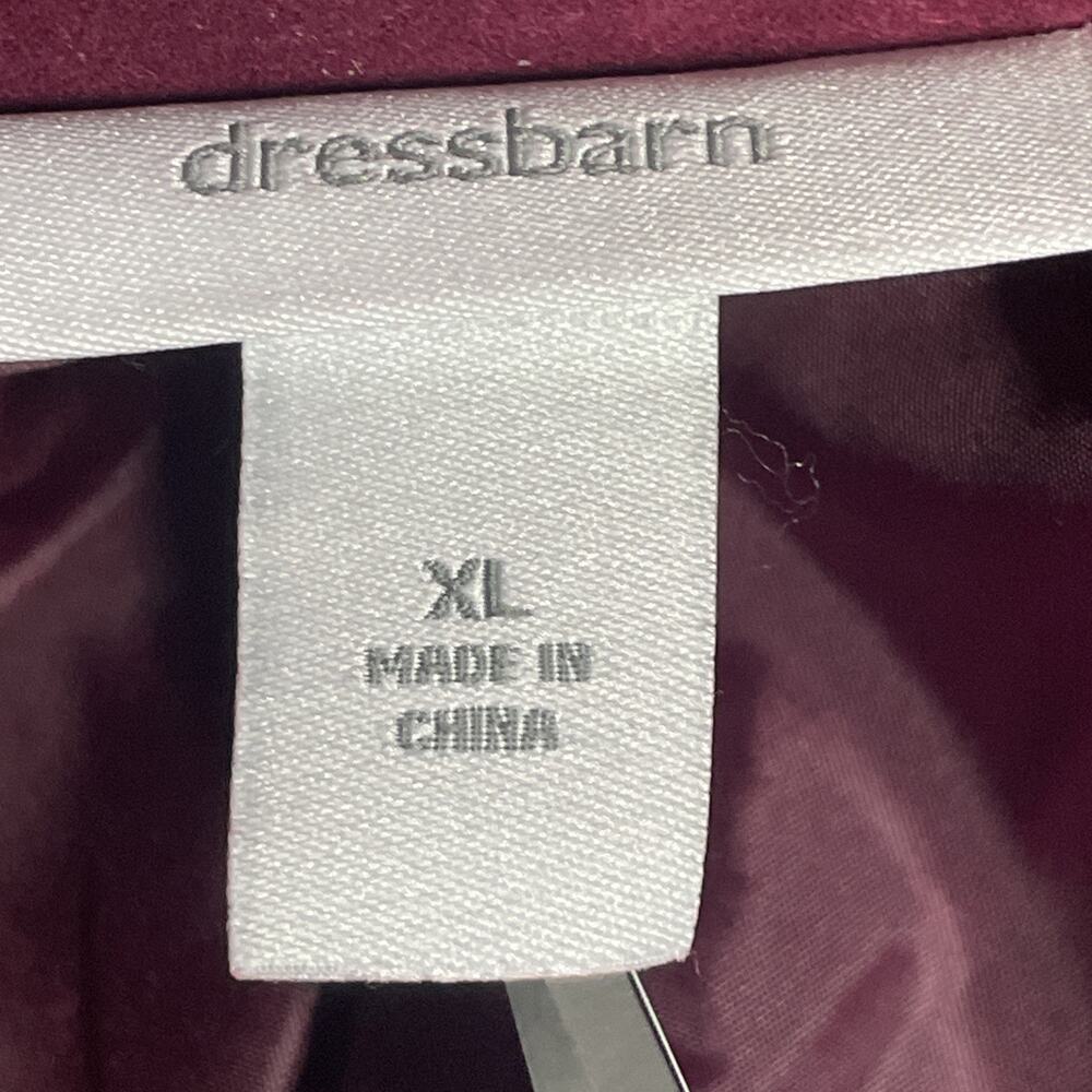 Dress Barn XL Burgundy Faux Suede Jacket w/Black Scrollwork Embroidery Mandarin - Picture 7 of 10